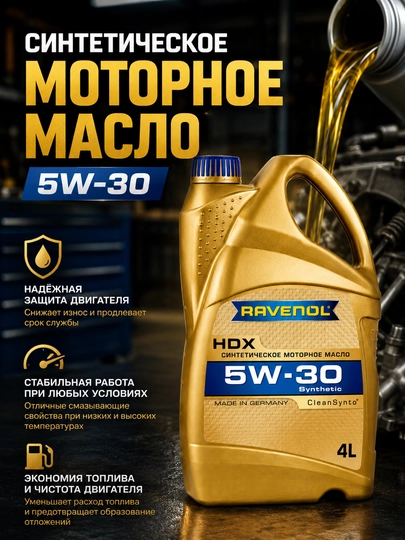 Motor moyi RAVENOL HDX SAE 5W-30 Sintetik, 4 litr - 