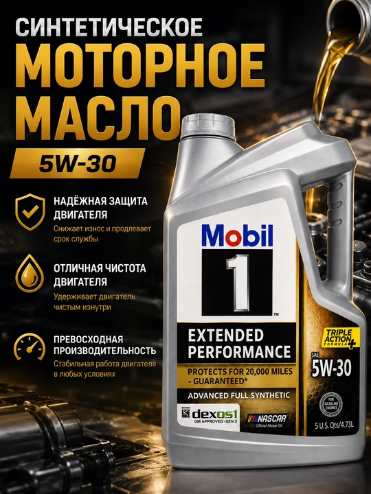 Motor moyi Mobil 1 Extended Performance 5W-30 4.73L to'liq sintetik - 