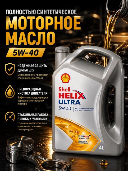 Motor moyi Shell Helix Ultra, 4 L, Germaniya - 