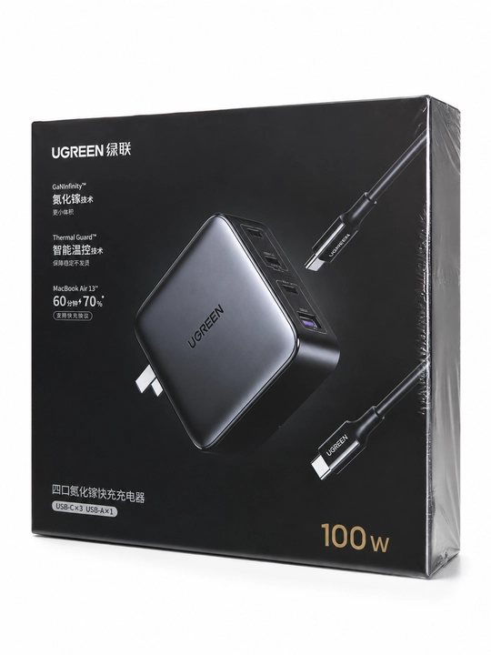 UGREEN Nexode 100W GaN, 4 порта (3×USB-C + 1×USB-A), быстрая зарядка PD 3.0/QC