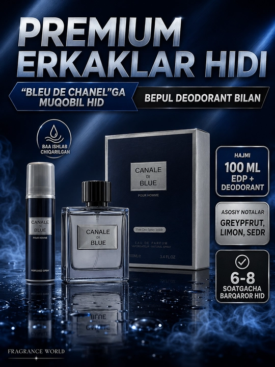 Canale Di Blue Eau De Parfum Erkaklar uchun, 100 ml - 