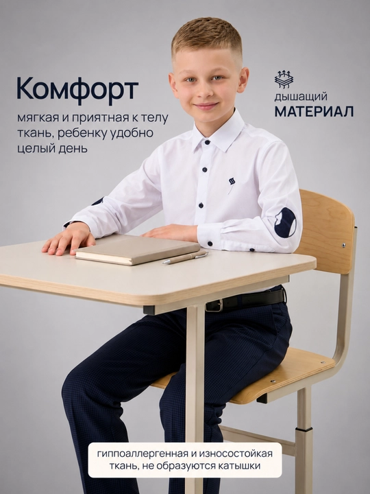 Рубашка для мальчика, школьная рубашка, белая рубашка, классическая, 30, 32, 34, 36, 38