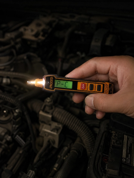 Тестер напряжения индикаторная отвёртка INGCO AC 12-300V LCD дисплей NCV