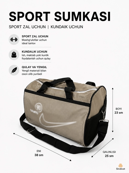 Erkaklar va ayollar uchun sport sumkasi, yelkaga va qo‘lda olib yuriladigan qulay sumka - 