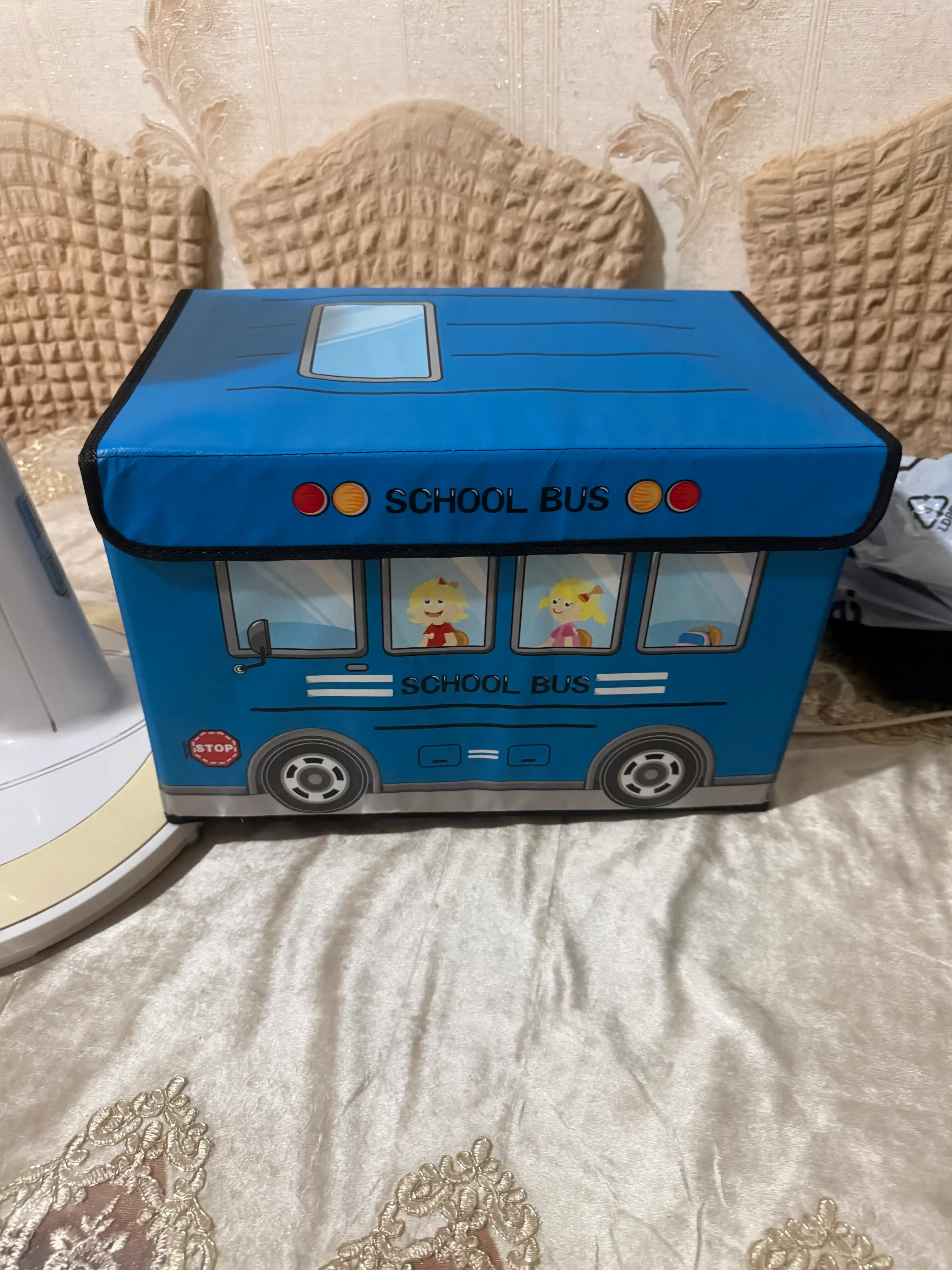 Корзина для игрушек с крышкой автобус
