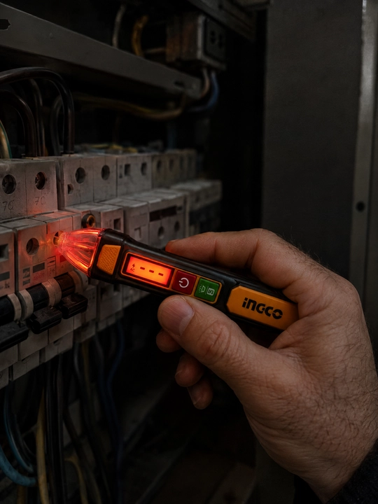 INGCO kontaktsiz kuchlanish indikatori 12-1000V faza testeri LED displey