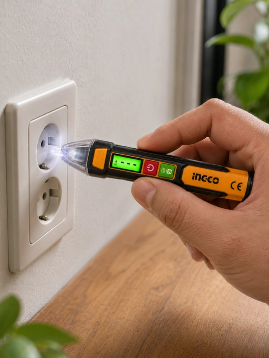 INGCO kontaktsiz kuchlanish indikatori 12-1000V faza testeri LED displey