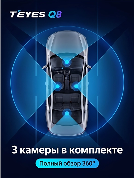 Видеорегистратор 4K TEYES Q8, с Wi-Fi, 3 камеры,  + 32GB Fleshcard