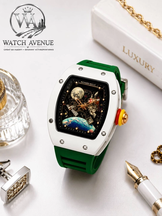 Наручные часы в Richard Mille, кварцевые, с календарем, силиконовый ремешок