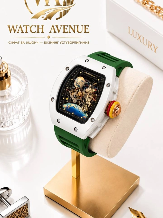 Наручные часы в Richard Mille, кварцевые, с календарем, силиконовый ремешок