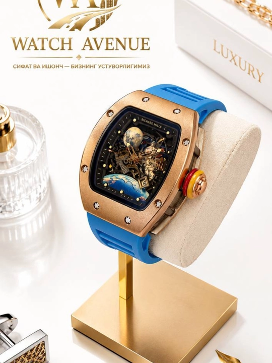 Наручные часы в Richard Mille, кварцевые, с календарем, силиконовый ремешок