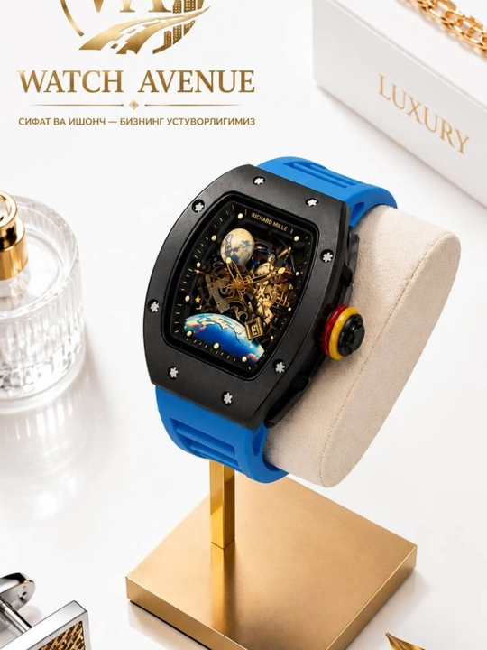 Наручные часы в Richard Mille, кварцевые, с календарем, силиконовый ремешок