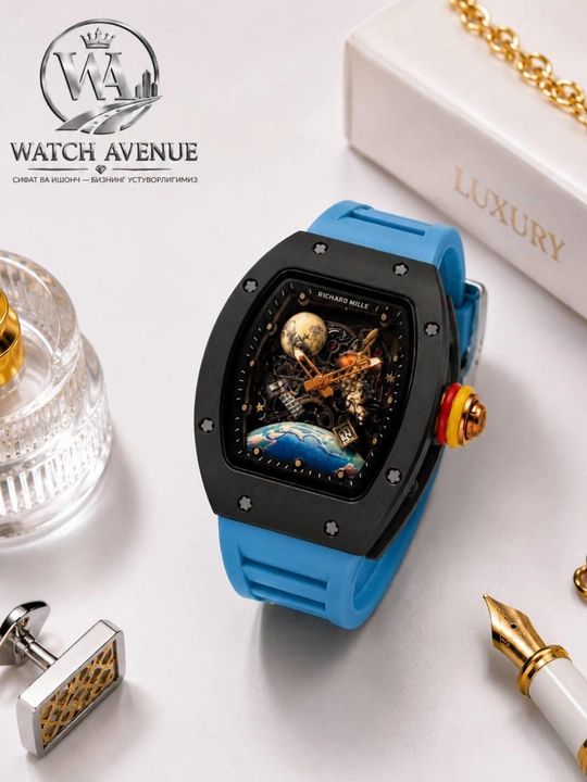 Наручные часы в Richard Mille, кварцевые, с календарем, силиконовый ремешок
