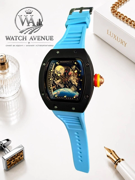 Наручные часы в Richard Mille, кварцевые, с календарем, силиконовый ремешок