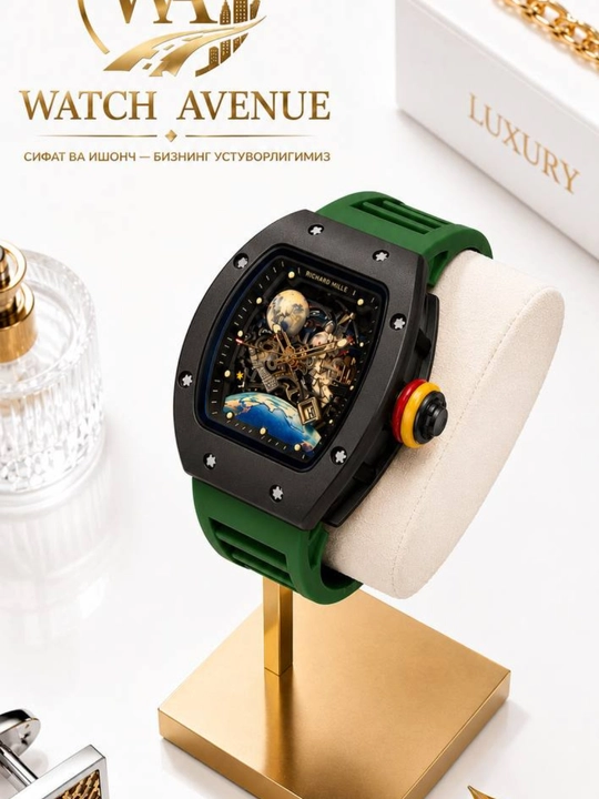 Наручные часы в Richard Mille, кварцевые, с календарем, силиконовый ремешок