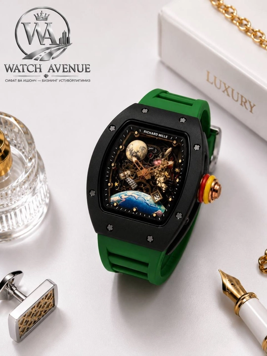 Наручные часы в Richard Mille, кварцевые, с календарем, силиконовый ремешок