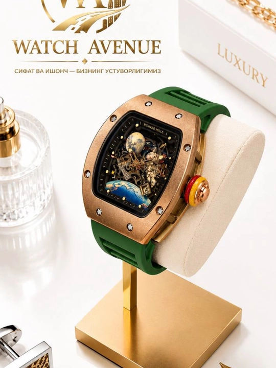 Наручные часы в Richard Mille, кварцевые, с календарем, силиконовый ремешок