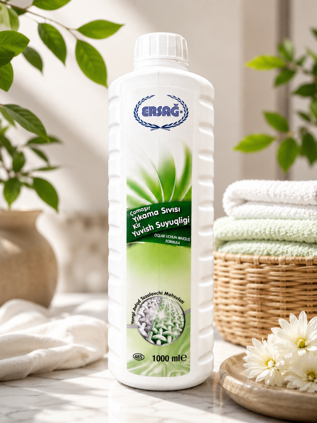 ERSAG suyuq kir yuvish vositasi 1000 ml oq kiyimlar uchun oqartiruvchi