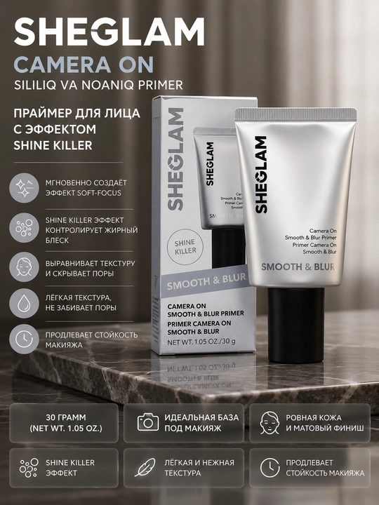 Разглаживающий праймер Sheglam Camera On Smooth and Blur Primer - 