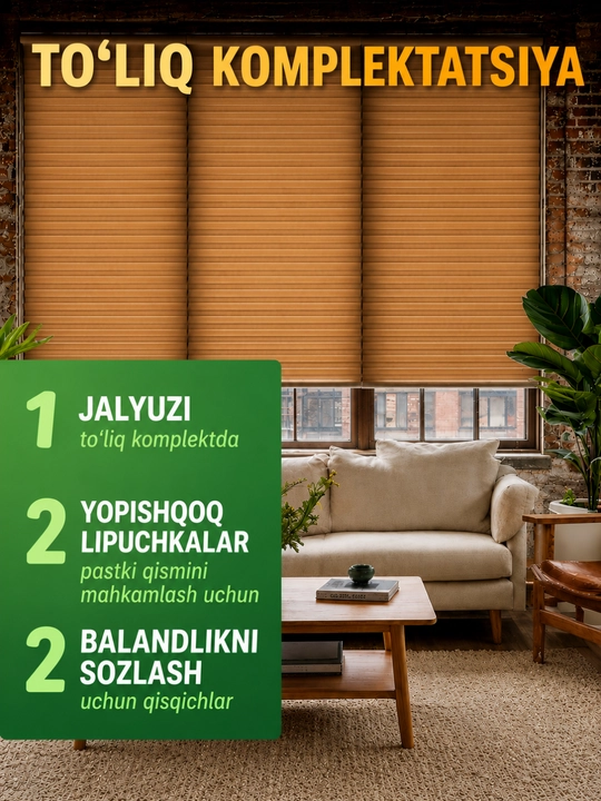 Yopishqoq jalyuzi parda derazalar uchun quyoshdan himoya