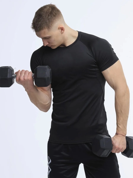 Erkaklar uchun rashgard, sport, fitness va zal uchun kompression futbolka