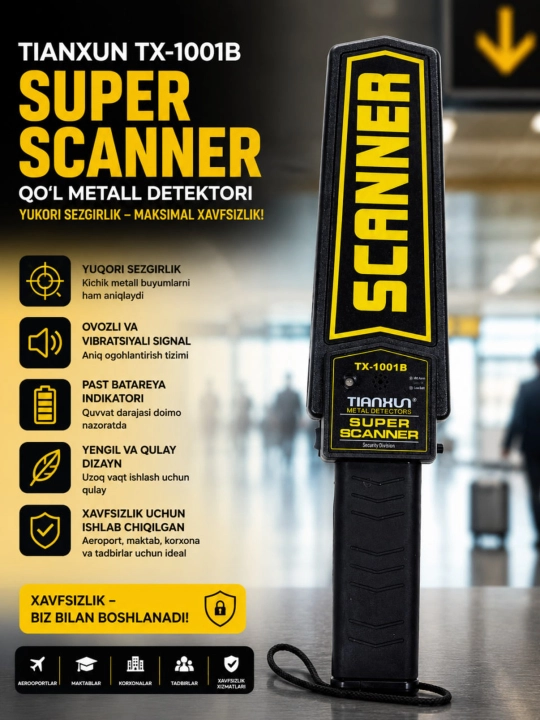 TIANKUN TX-1001B Super Scanner – Ручной металлодетектор, высокочувствительный сканер - 