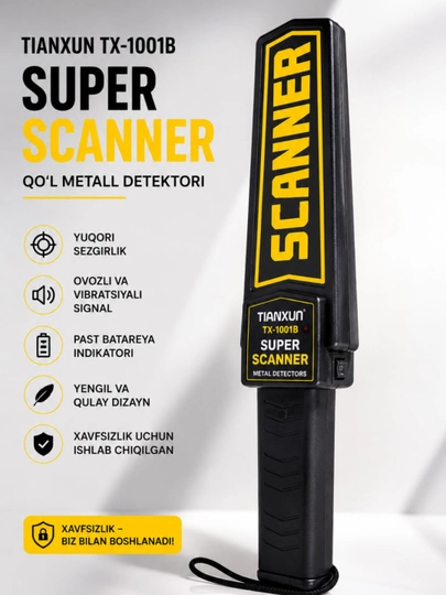 TIANKUN TX-1001B Super Scanner – Ручной металлодетектор, высокочувствительный сканер