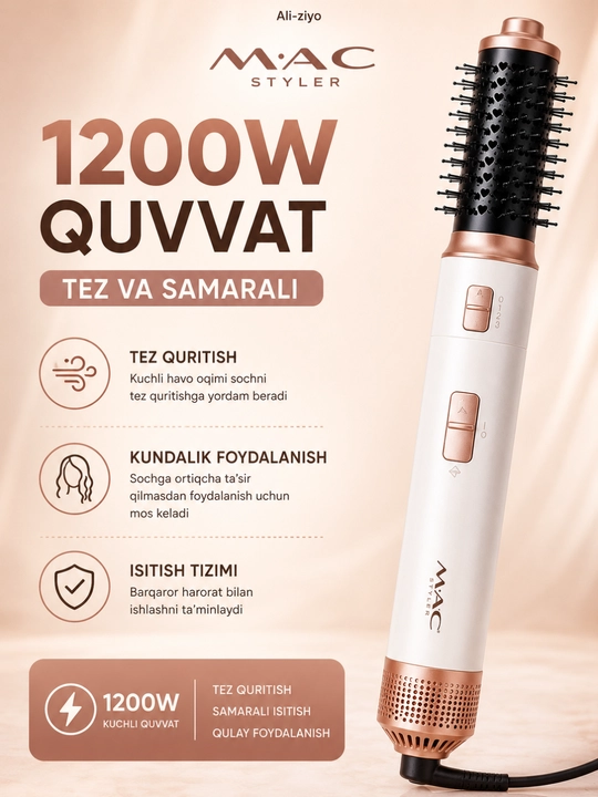 Mac styler 6 in 1 soch turmaklagich fen jingalaklagich va tekislagich 1200w