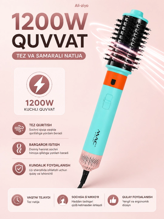 Mac styler 6 in 1 soch turmaklagich fen jingalaklagich va tekislagich 1200w