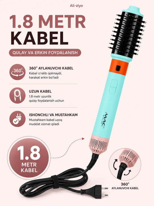 Mac styler 6 in 1 soch turmaklagich fen jingalaklagich va tekislagich 1200w