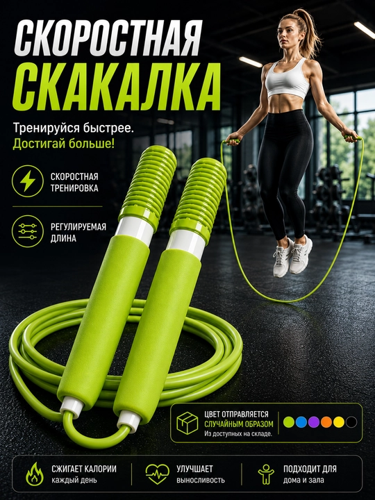 Скакалка, спортивная скакалка, скакалка для фитнеса, скакалка для бокса - 