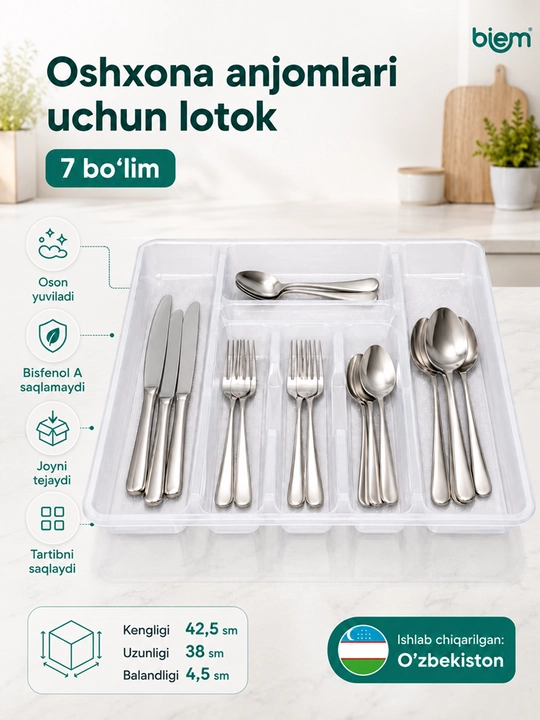 Organayzer oshxona anjomlari uchun plastmassa lotok