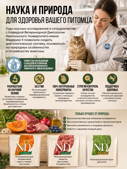 Беззерновой сухой корм Farmina N&D Prime Kitten курица гранат для котят (холистик)