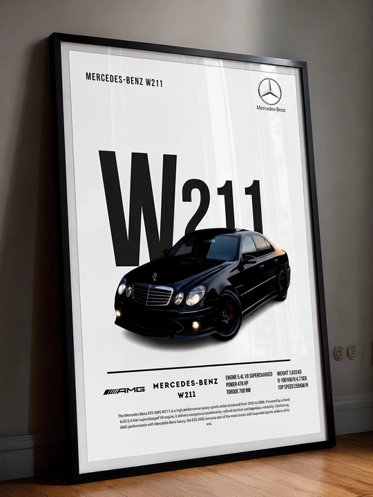 Постер Mercedes-Benz W211 — стильный декор для настоящих ценителей легендарной классики - 