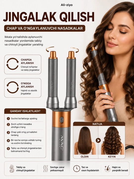 MAC Styler MC-6769 6 tasi 1 da soch styleri, fen va turmaklagich, 800W