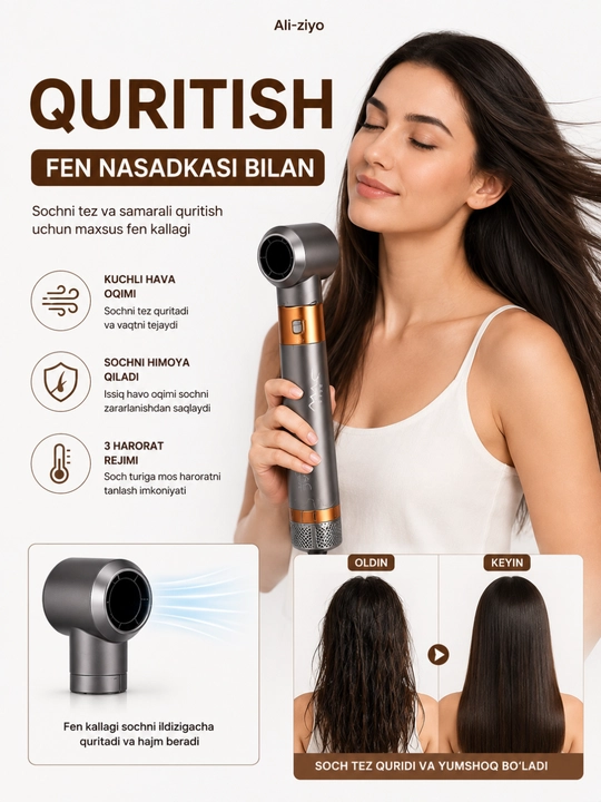 MAC Styler MC-6769 6 tasi 1 da soch styleri, fen va turmaklagich, 800W