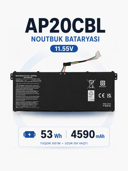 Acer uchun AP20CBL noutbuk batareyasi 11.55V 53Wh 4590mAh - 