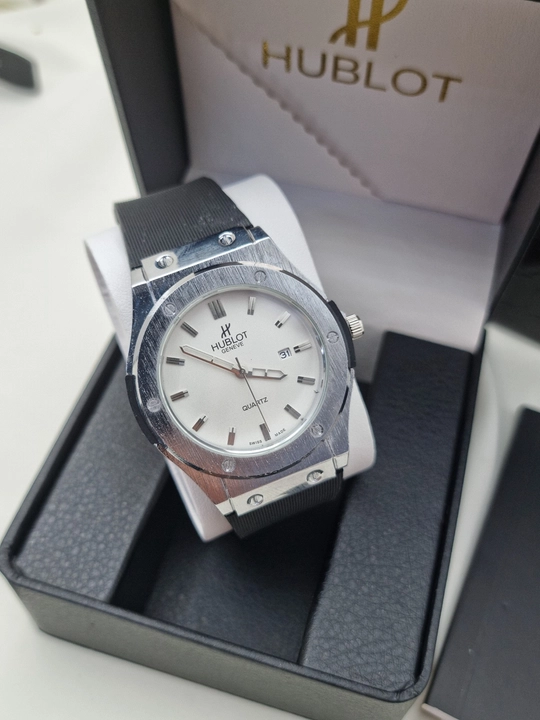 Erkaklar qo‘l soati Hublot Quartz – Mineral shisha, silikon remeshok, sana ko‘rsatkichi