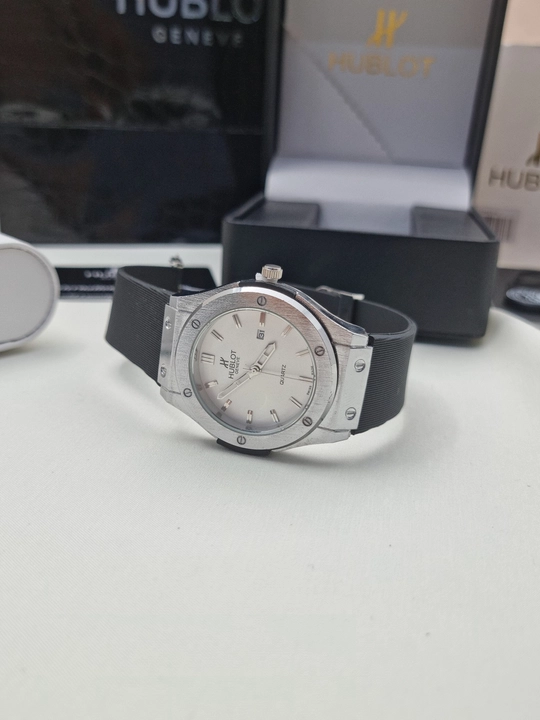 Erkaklar qo‘l soati Hublot Quartz – Mineral shisha, silikon remeshok, sana ko‘rsatkichi