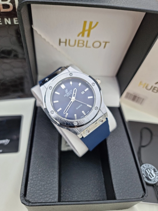 Erkaklar qo‘l soati Hublot Quartz – Mineral shisha, silikon remeshok, sana ko‘rsatkichi