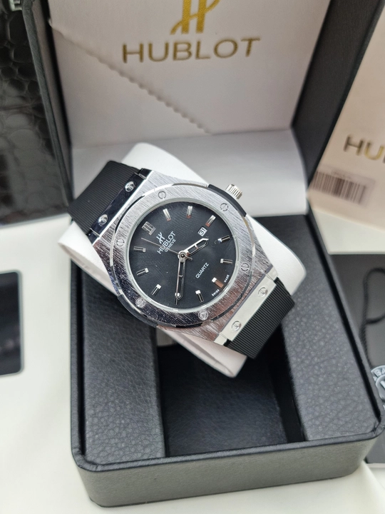Erkaklar qo‘l soati Hublot Quartz – Mineral shisha, silikon remeshok, sana ko‘rsatkichi