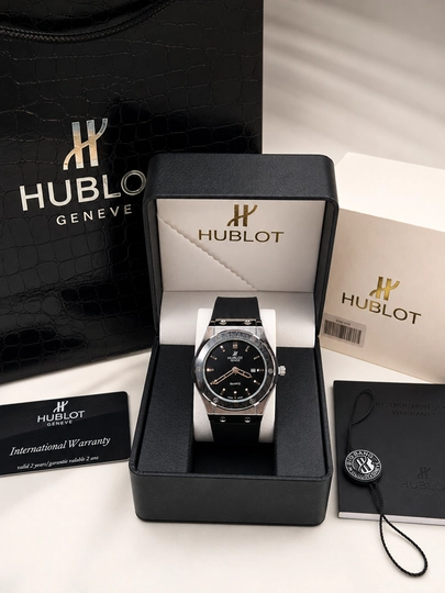 Erkaklar qo‘l soati Hublot Quartz – Mineral shisha, silikon remeshok, sana ko‘rsatkichi - 