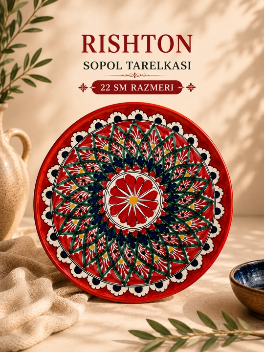 Sopol tarelka, Rishton ustalari tomonidan tabiiy loydan yasalgan milliy likop - 