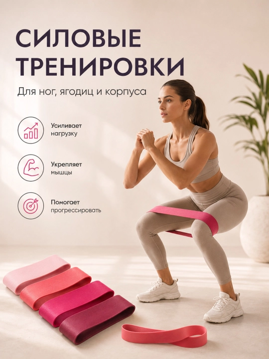 Набор фитнес-резинок, 5 уровней нагрузки, для силовых тренировок и йоги