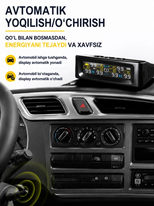 TPMS для грузовика, 6 датчиков, контроль давления и температуры шин, солнечная зарядка