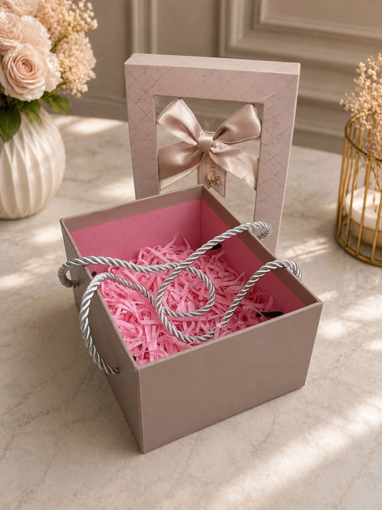 Sovg‘a qutisi oynali bantikli rozvi, malochniviy, jigarrang, ranglarda chiroyli gift box