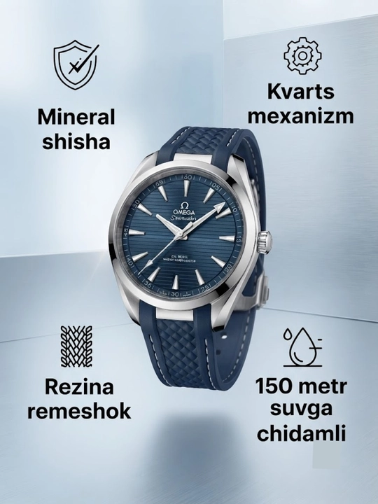 Erkaklar qo‘l soati Omega, rezina tasmali - 