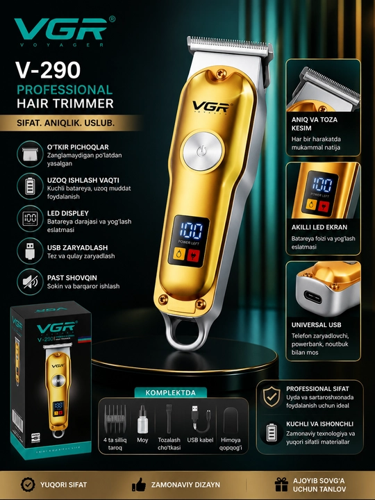 VGR Trimmer, soch olish va soqol olish mashinasi - 