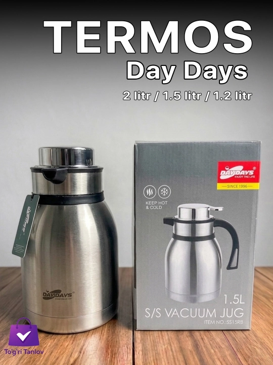 Термос Day Days, 2 л / 1.5 л / 1.2 л – для чая, кофе и горячих, холодных напитков