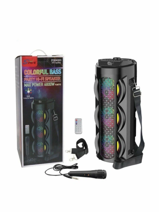 Bluetooth karaoke kolonka, mikrofonli, portativ akustika RGB LED